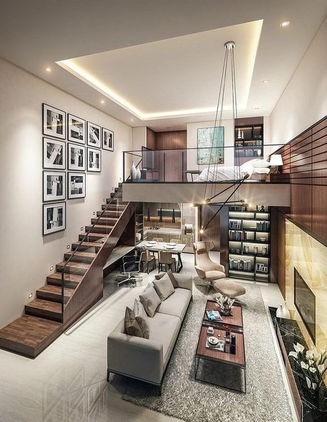 Light Wood And Glass Open Living