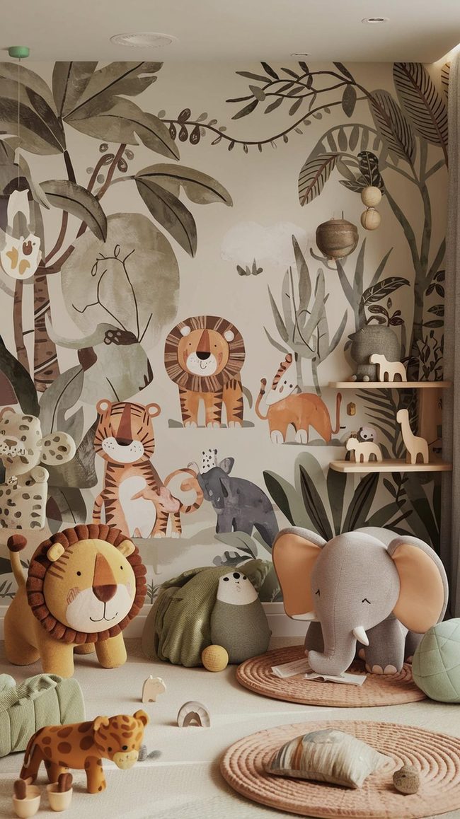 Baby Animals Wall Murals Safari Room