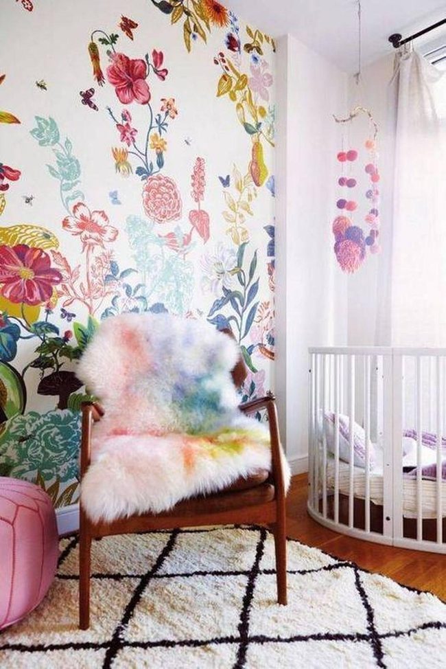 Painted Florals Fill Nursery Space