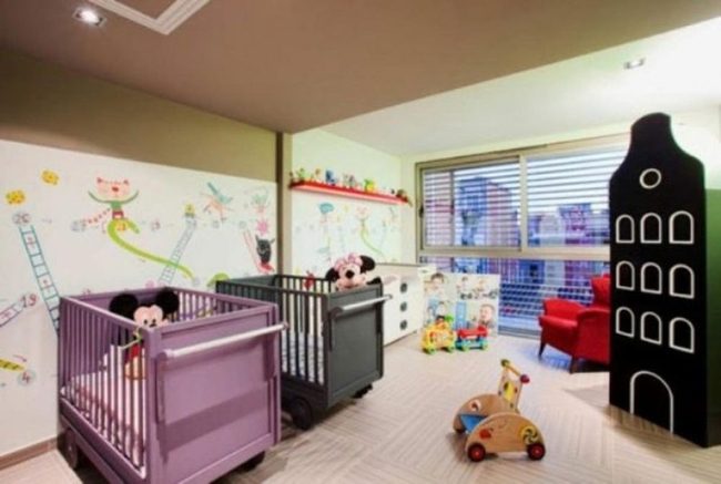Purple Twin Cribs Mickey Magic