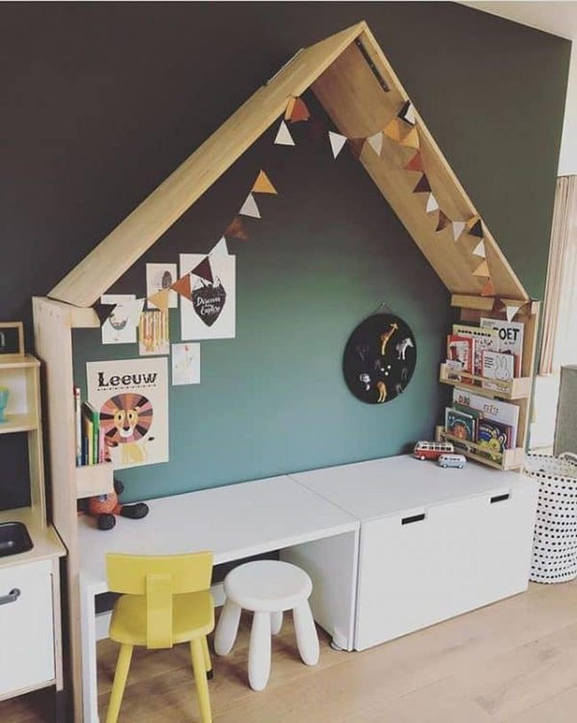 Bright Painted Drawers With Roof Peak