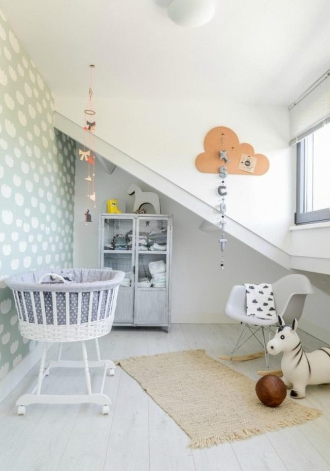 Green Nursery With Apple Motifs