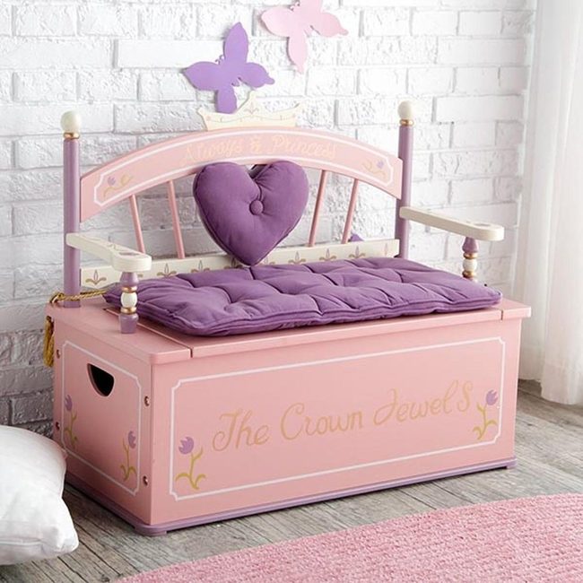 Pink Princess Storage Bench