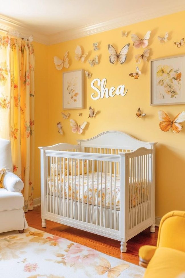 Diffused Yellow Nursery With Floral Touches