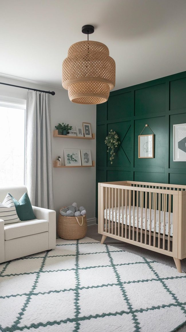 Emerald And Navy Accents In Neutral Nurseries