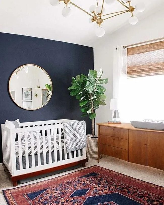 Deep Blue Nursery With Natural Warmth