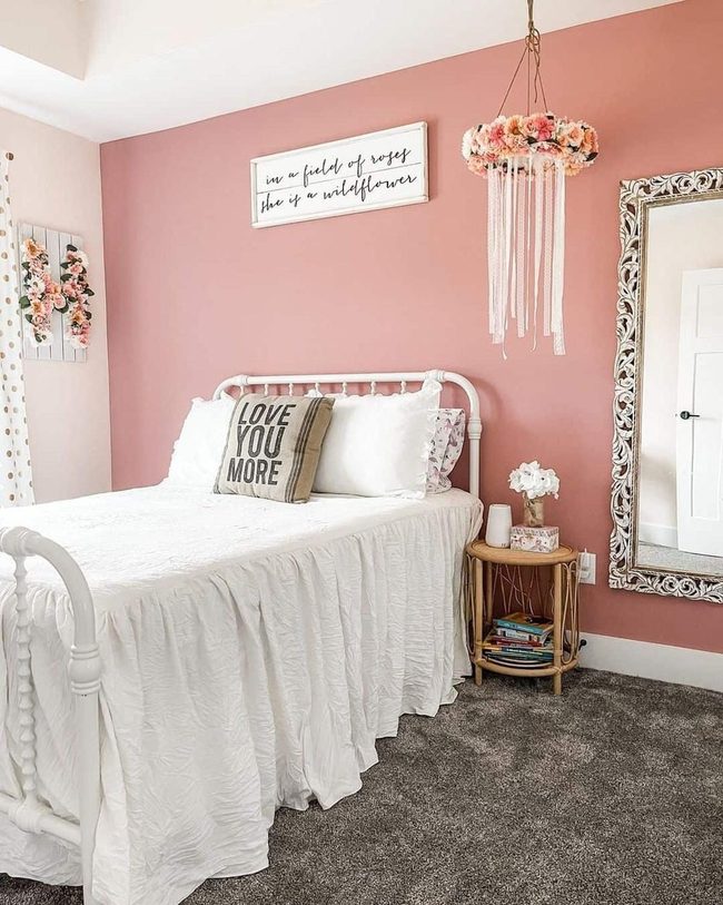 Pink Rattan Loop Nightstand