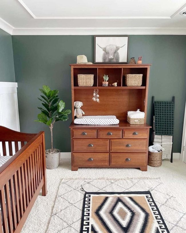 Sage Green Nursery with Warm Wood
