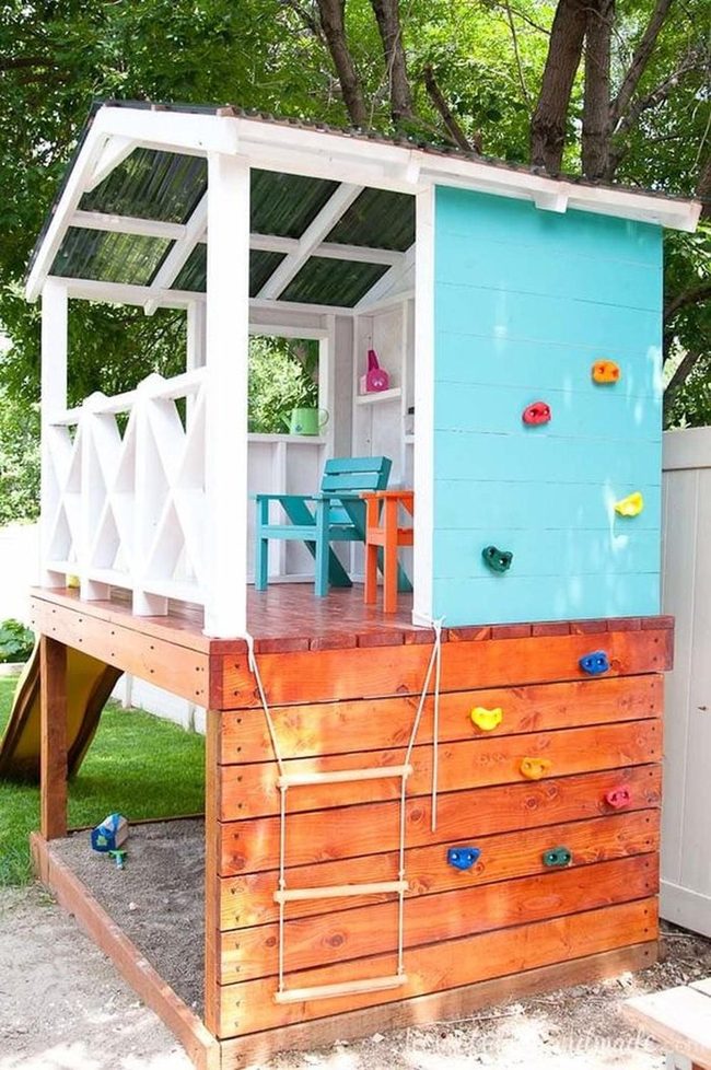 Blue Climbing Playhouse Slide
