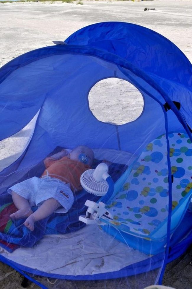 Blue Mesh Baby Beach Tent