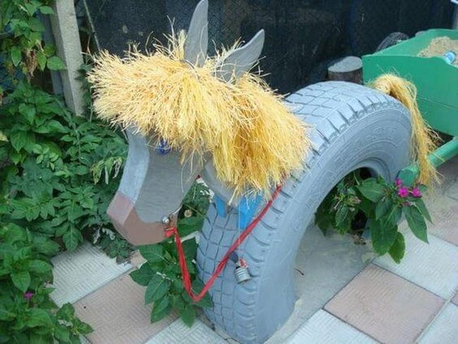 Rubber Tire Horse Sculpture