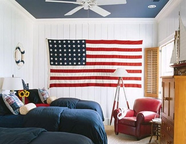 Patriotic Bedroom with Sunflower Details
