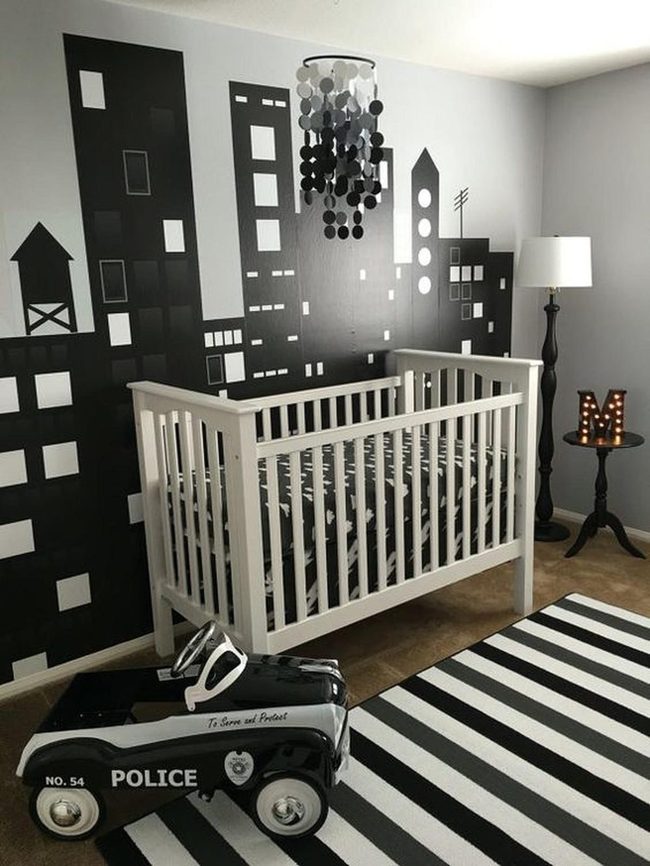 Urban Skyline Nursery Black And White