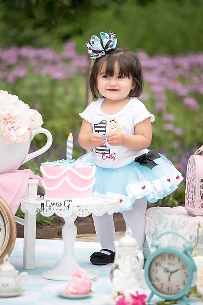 Blue Dress Birthday Girl Pink Cake