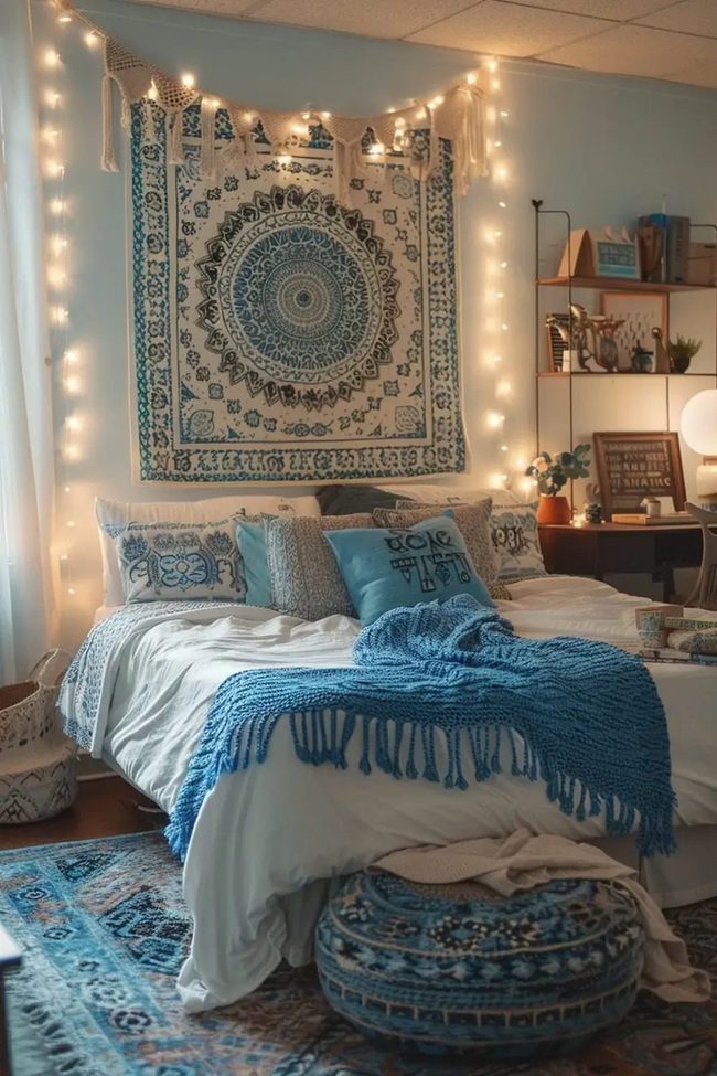 Blue Bedroom Layers And Lights