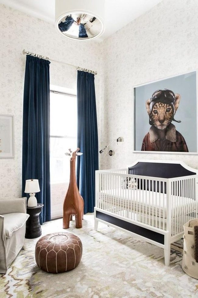 Dark Blue Nursery With Soft Sunlight