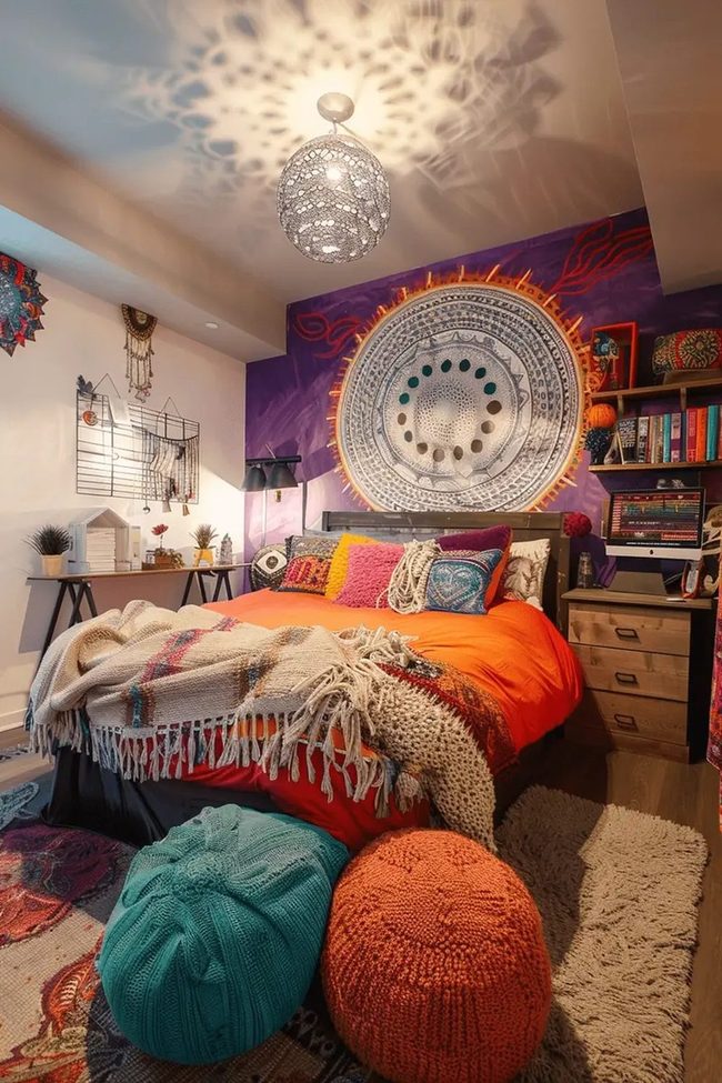 Mandala Wall Bohemian Bedroom