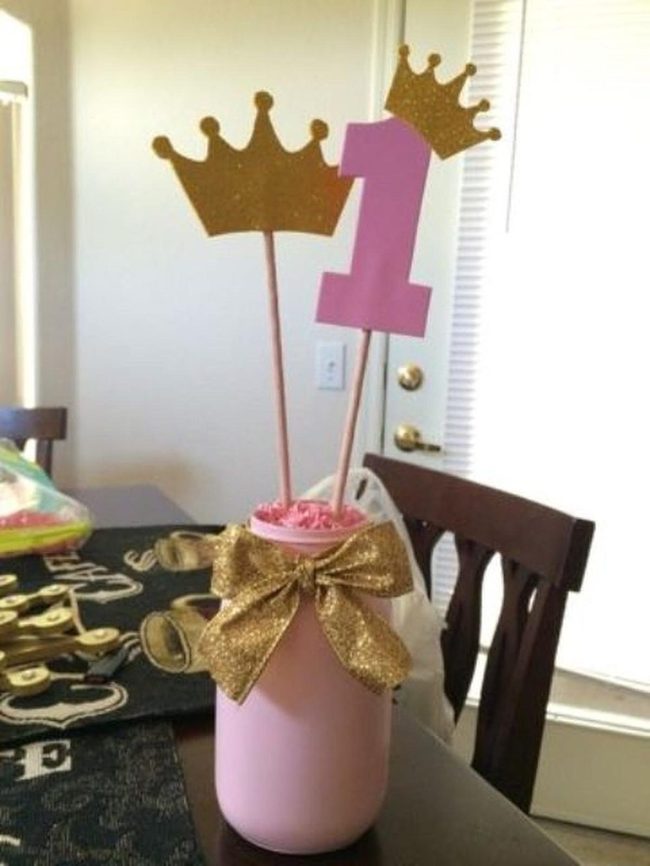 Pink And Gold First Birthday Centerpiece
