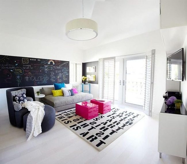 Pink Tables Pop Living Room