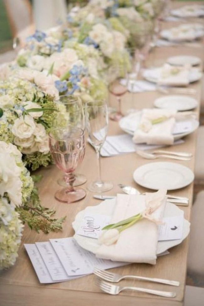 White Plates, Pink Glasses, Blooming Wood