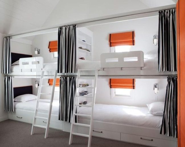 Orange Shades, White Walls, Four Bunks