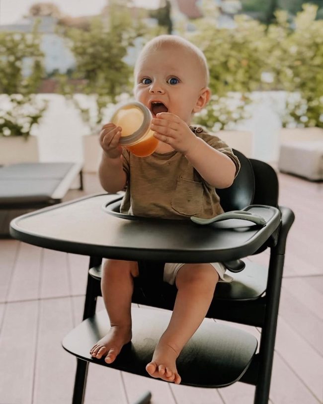 Black Frame High Chair With Neon Accents