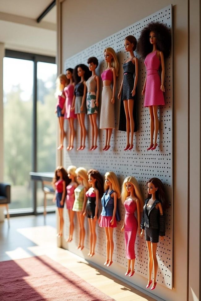 Pink Pegboard Barbie Collection Wall