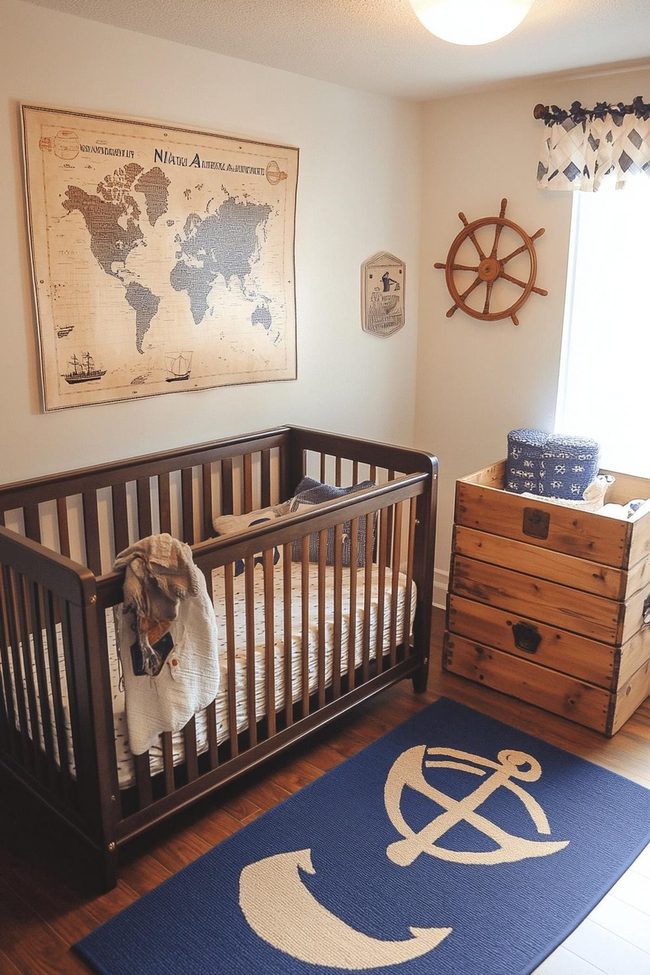 Blue And White Sailboat Nursery
