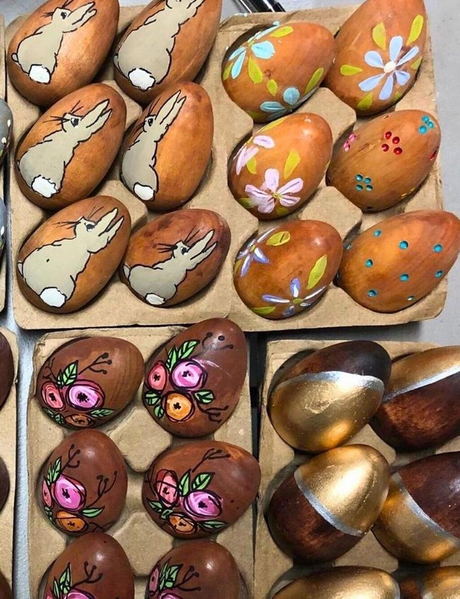 Hand-Painted Wooden Easter Eggs