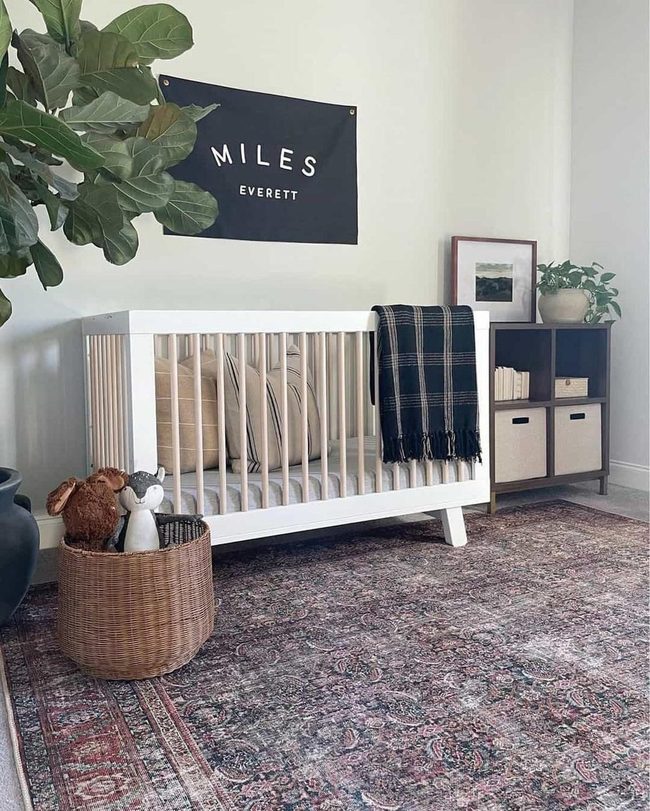 Deep Red Rug, Minimalist Nursery