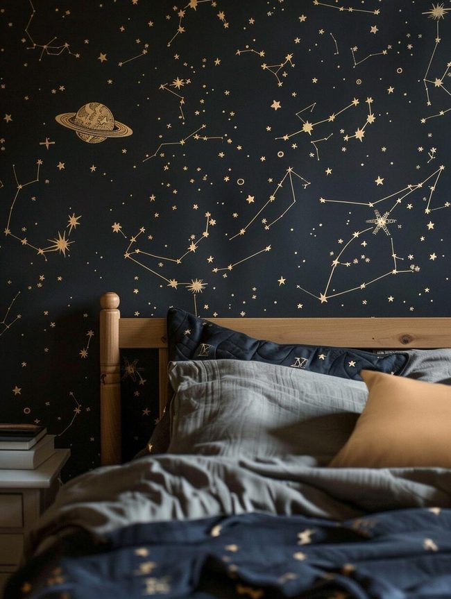 White Constellations On Black Night