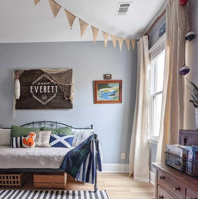Blue Wooden Nursery With Fishing Net
