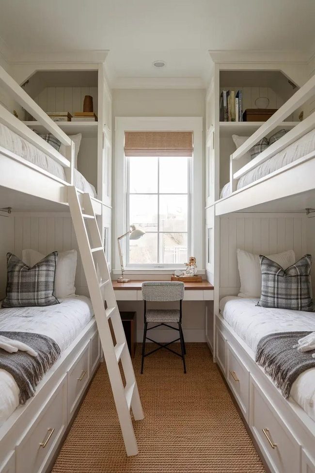 White Built-In Bunk Beds