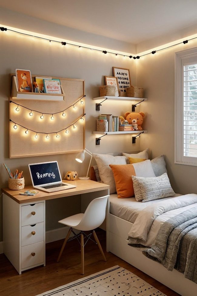 Golden Layered Lighting Small Bedrooms