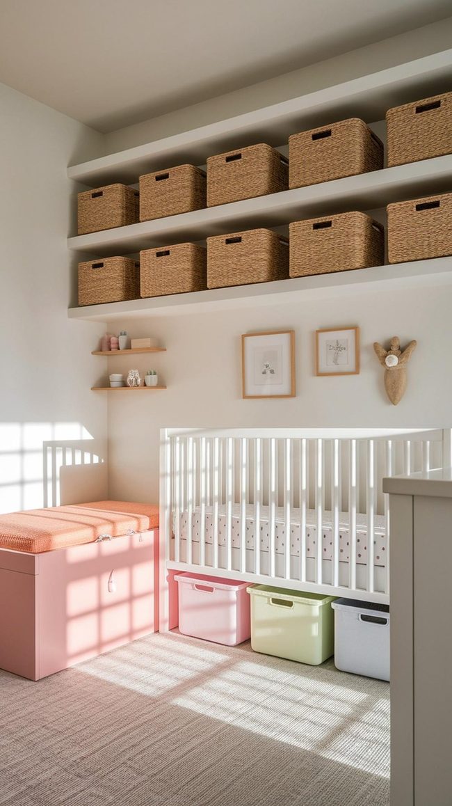 Pink Wicker Baskets, Organized Charm