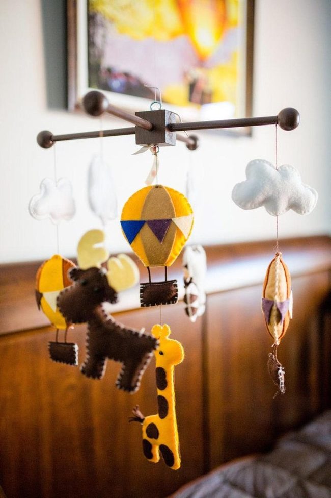 Yellow Blue Felt Mobile Dreams