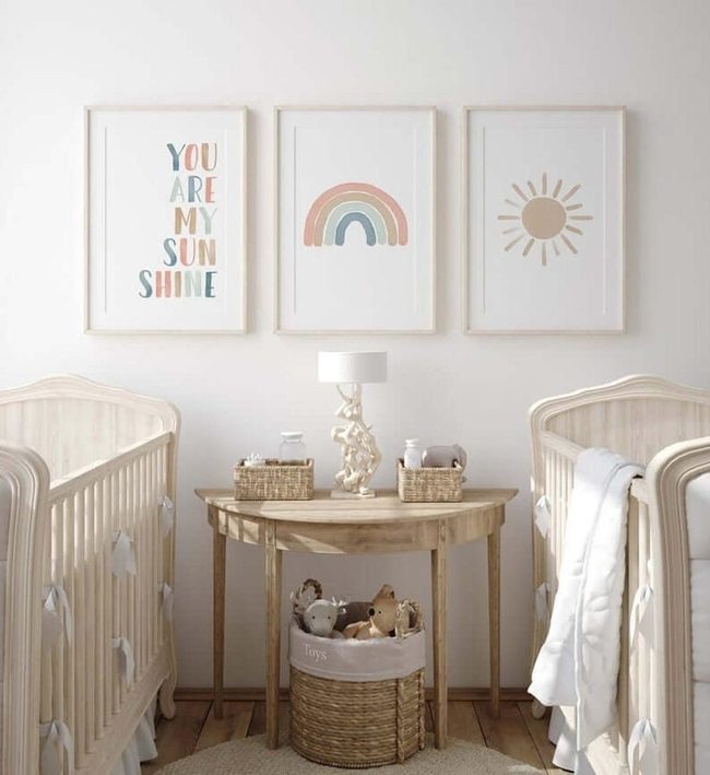 Twin Light Wood Cribs, Minimal White