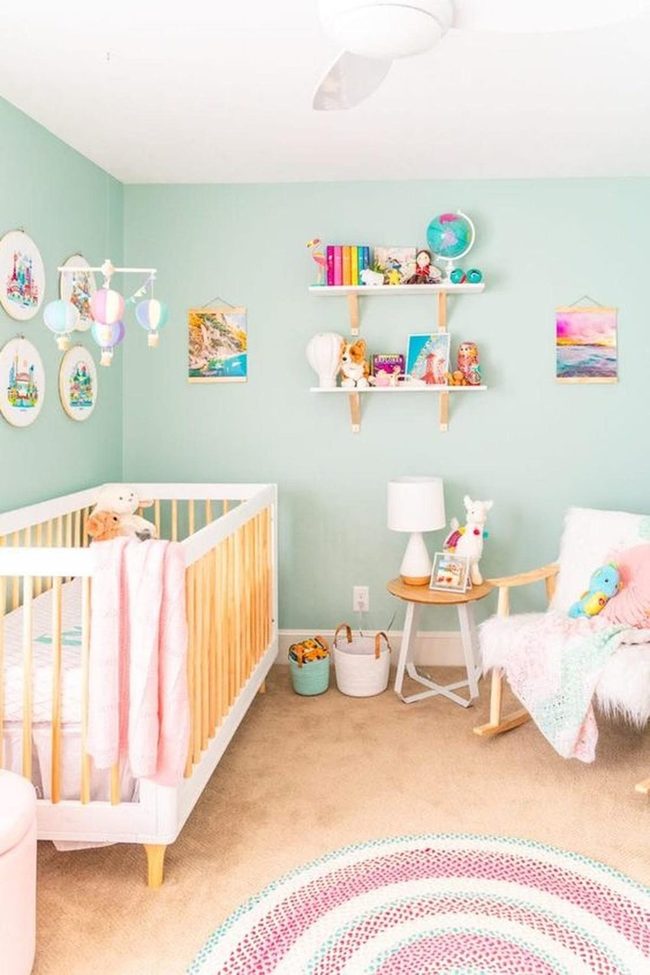 Soft Green Nursery With Pink Accents