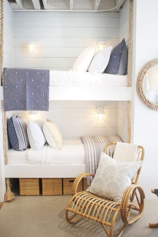 White Rope Bunk Beds, Coastal Style