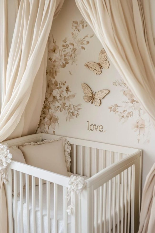 Muted Butterflies Neutral Nursery Space