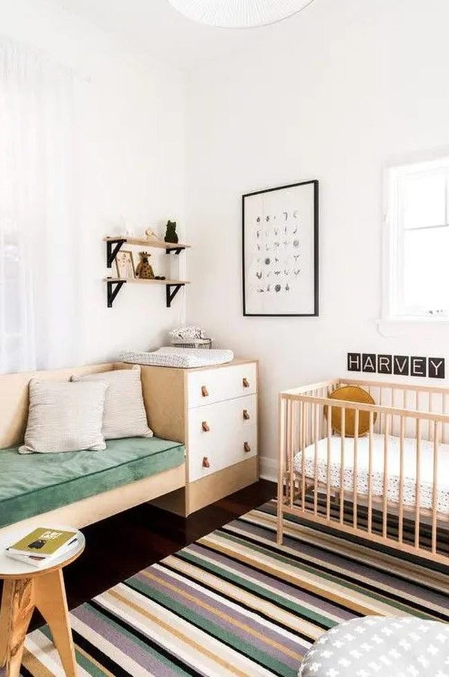 Light Wood Nursery, Soft White Walls