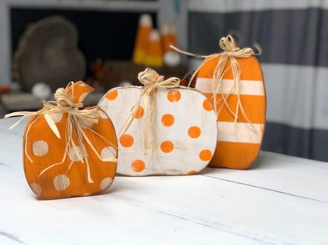 Twine-Wrapped Wooden Pumpkins