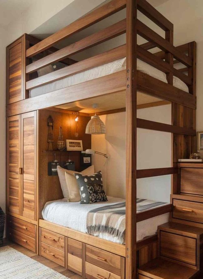 Organic Rustic Timber Loft Maximizes Space