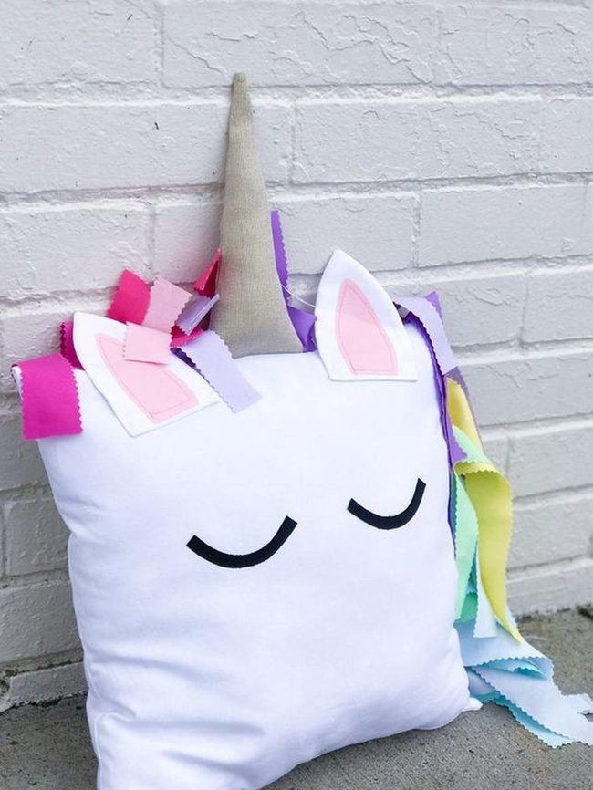 Rainbow Mane Unicorn Pillow