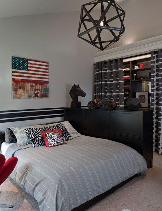 Curtain-Concealed Wardrobe Organization