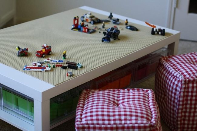 White Lego Table With Storage