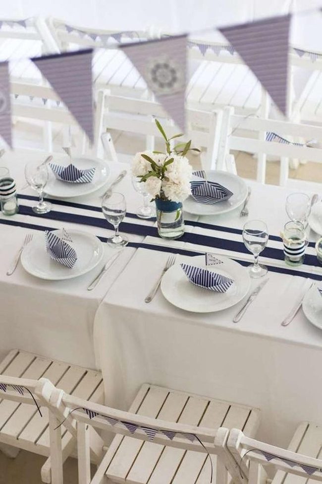 Navy Stripes, White Wood Simplicity