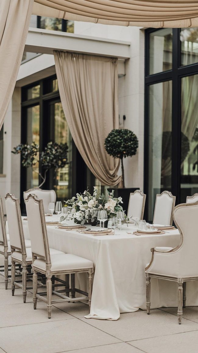 Neutral Open-Air Dining Elegance