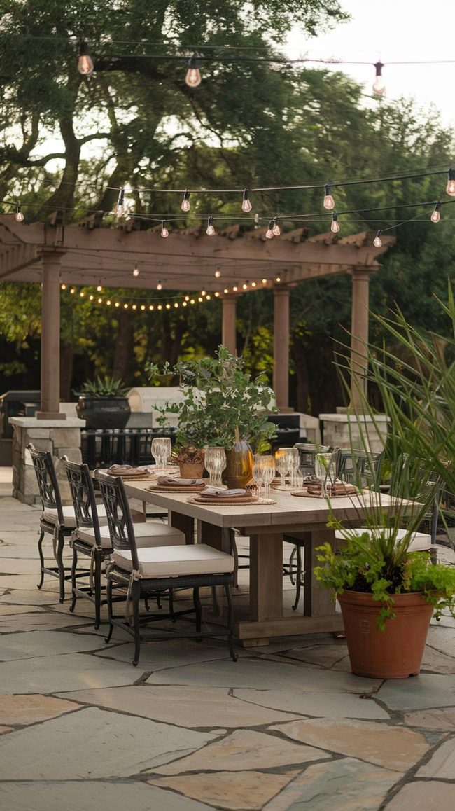 Stone Patio Dining Oasis