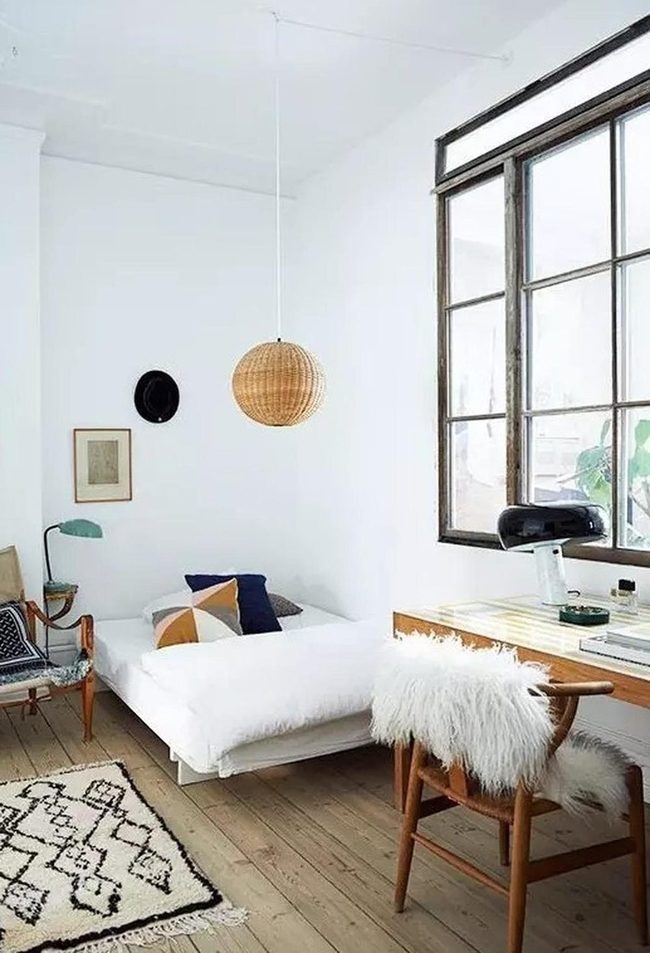 Wicker Pendant Light Scandinavian Bedroom